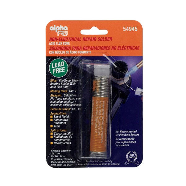 Alpha Metals Alpha Fry 0.9 oz Lead-Free Flux Core Solder 0.062 in. D Silver-Bearing Alloy 1 pc 54945 - main